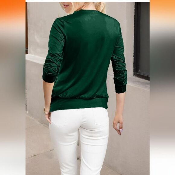 Elegant Green Women's Drape Top - Picture 4 of 12